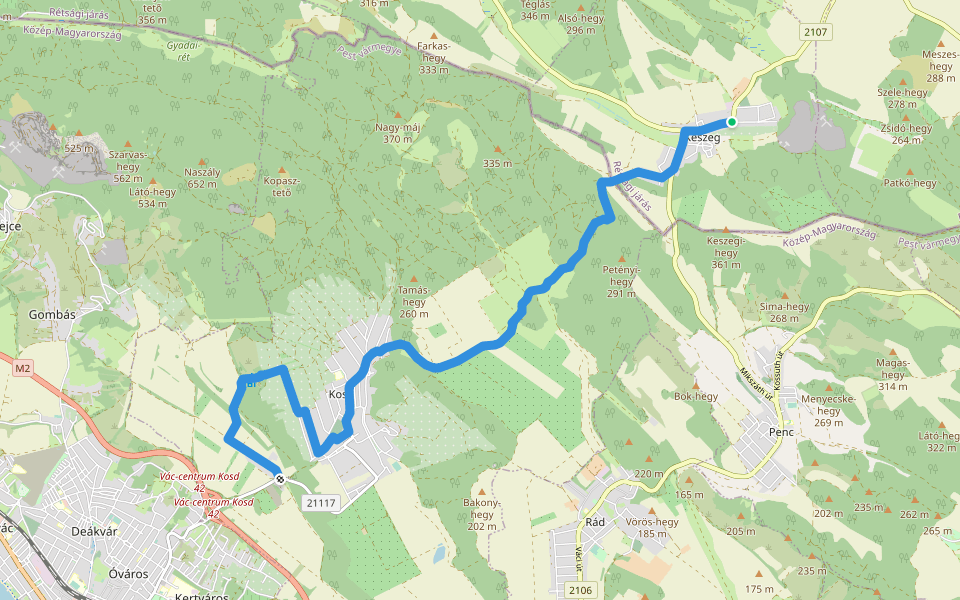 P■ walking route map in Keszeg
