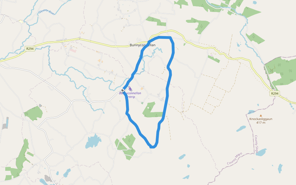 Ellagh Loop walking route map in Carrowreagh Upper