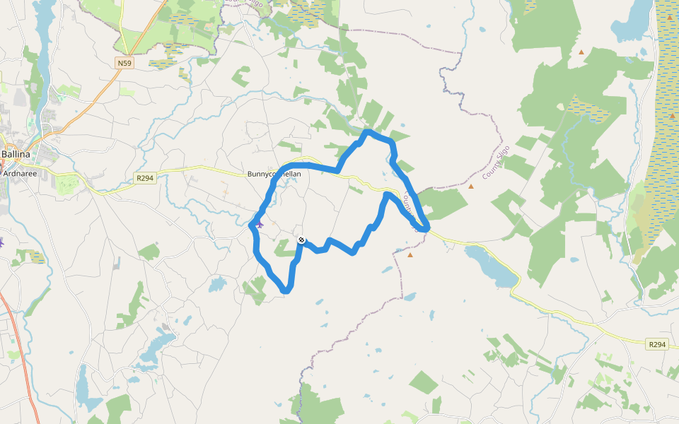 Bunnyconnellan Loop walking route map in Kilgarvin