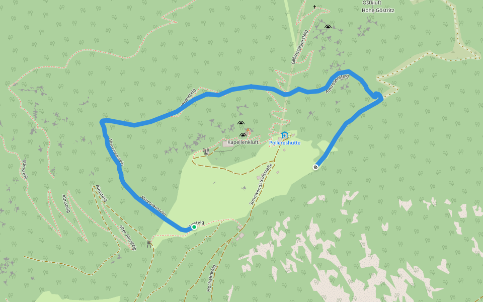 Almrosensteig walking route map in Schottwien