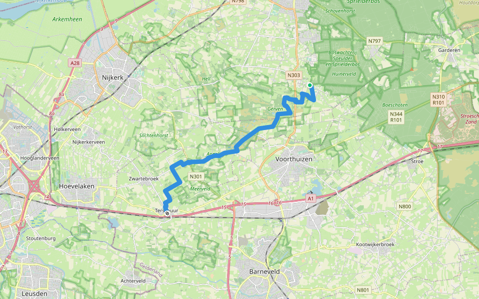 Marskramerpad - 12 walking route map in Putten