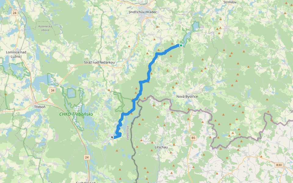 [M] Kačležský rybník - Chlum u Třeboně walking route map in Kačlehy