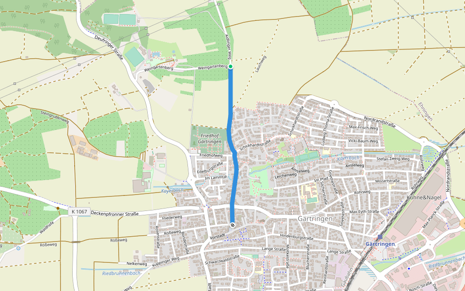 Friedenslinde - Gärtringen Marktplatz walking route map in Gärtringen