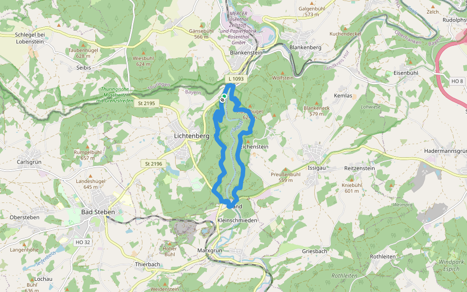 Kanzel-Weg US12 walking route map in Lichtenberg