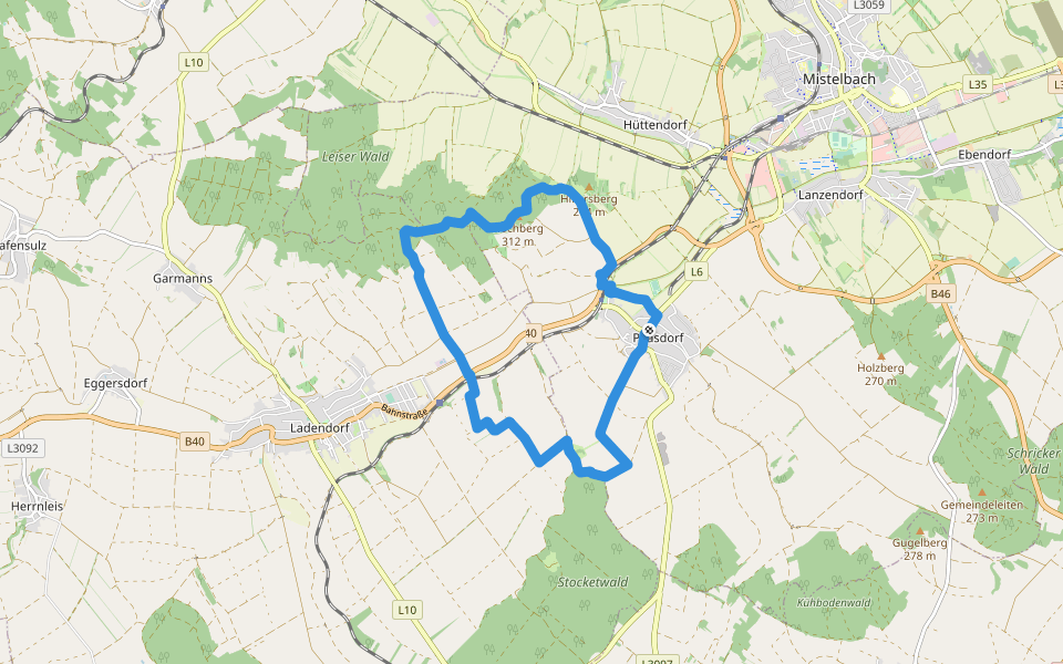 Paasdorf: Rundwanderweg Schwarzenbergen - Wackergrund walking route map in Paasdorf