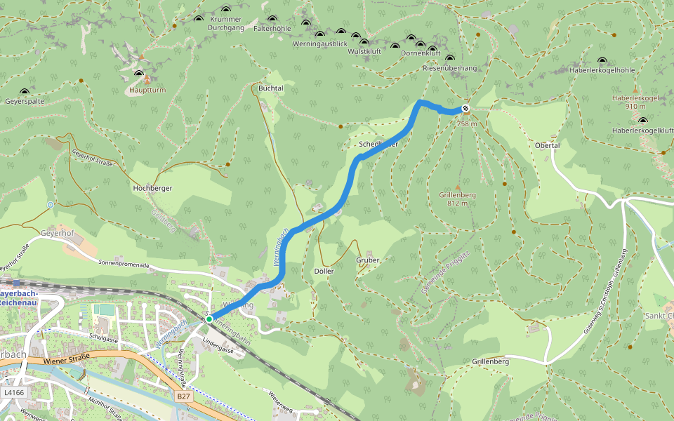 Werning - Schedkapelle walking route map in Payerbach
