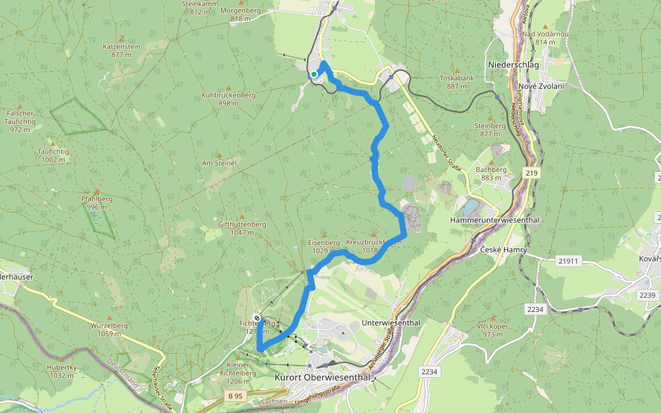 Fichtelberglauf walking route map in Sehmatal