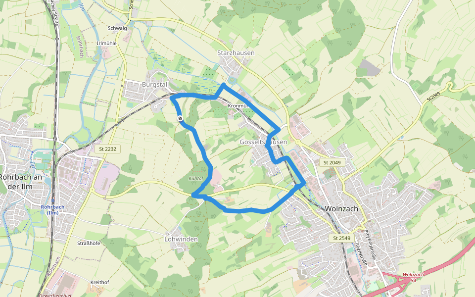 Wanderweg 90 walking route map in Wolnzach
