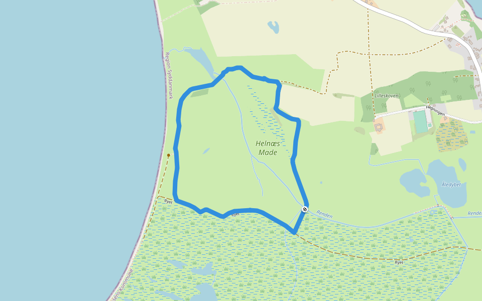 Helnæs Made walking route map in Ebberup