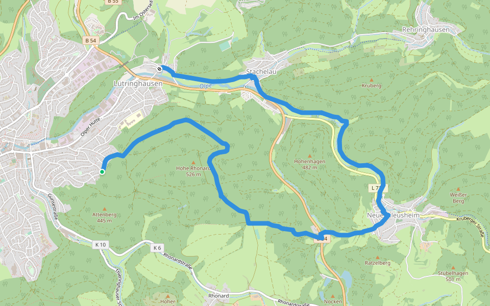 Rhonardrundweg, IVV Rundwanderweg 3 walking route map in Olpe