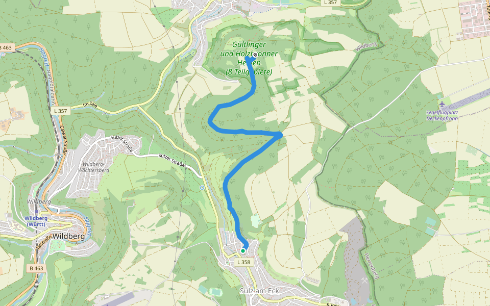 Sulz am Eck - Gültlinger Kapf walking route map in Wildberg