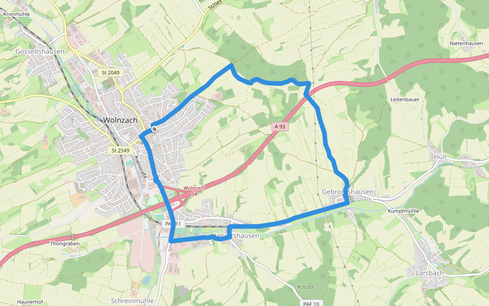 Wanderweg 80 walking route map in Wolnzach