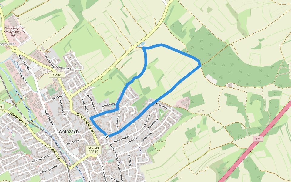Wanderweg 81 walking route map in Wolnzach