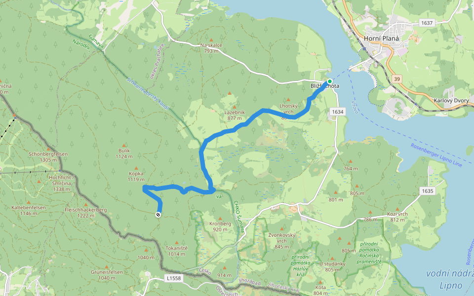 [Z] U Tokaniště - Bližší Lhota walking route map in Horní Planá