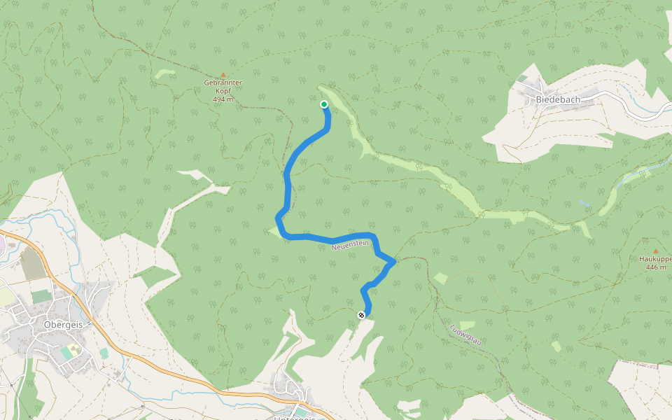 Rundwanderweg Untergeis U2 walking route map in Ludwigsau