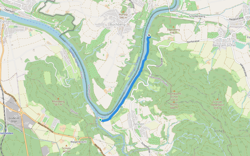 Jöslirain - Tössegg walking route map in Freienstein-Teufen