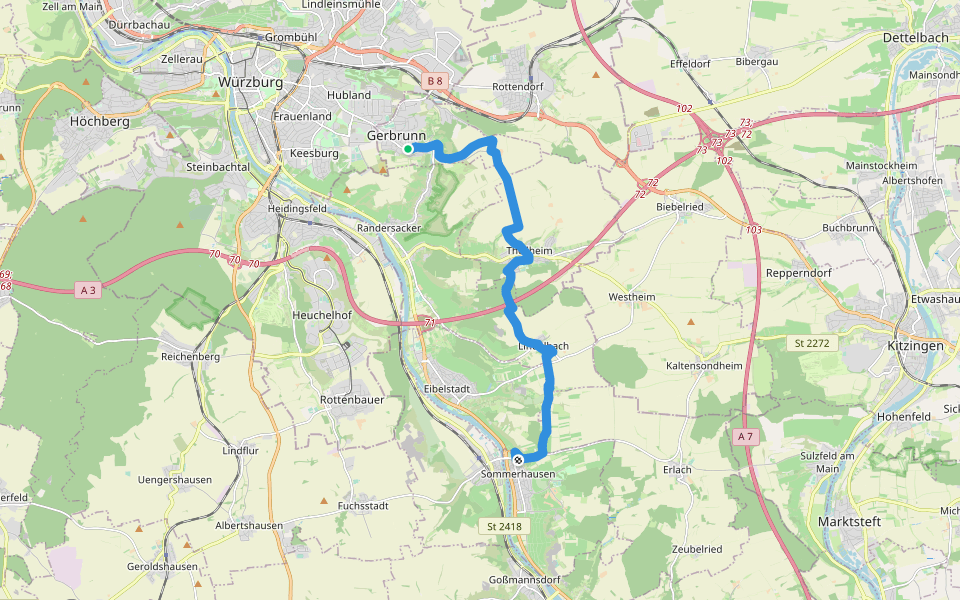 Gerbrunn - Sommerhausen walking route map in Gerbrunn