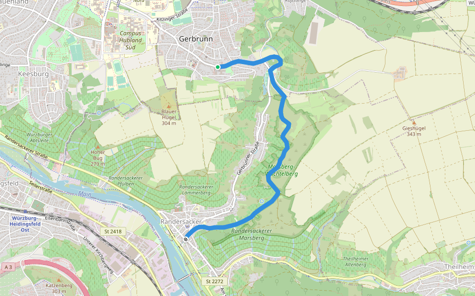 Randersacker - Gerbrunn walking route map in Gerbrunn