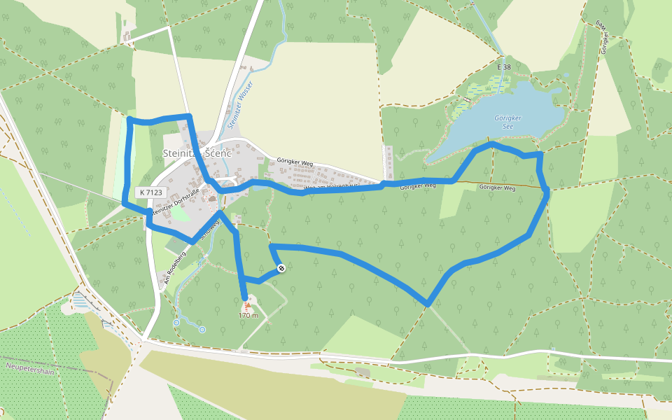 Altbergbau Görigk walking route map in Drebkau