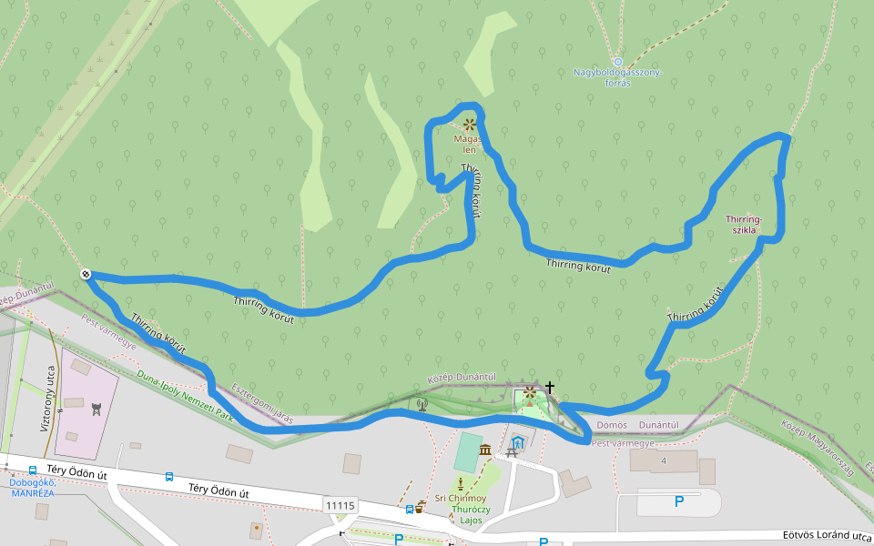 S↺, Thirring körút (Dobogókő, elágazás – Thirring-sziklák – Dobogókő, elágazás) walking route map in Pilisszentkereszt