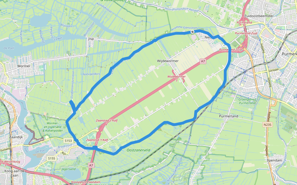 Rondwandeling Wijde Wormer walking route map in Wijdewormer