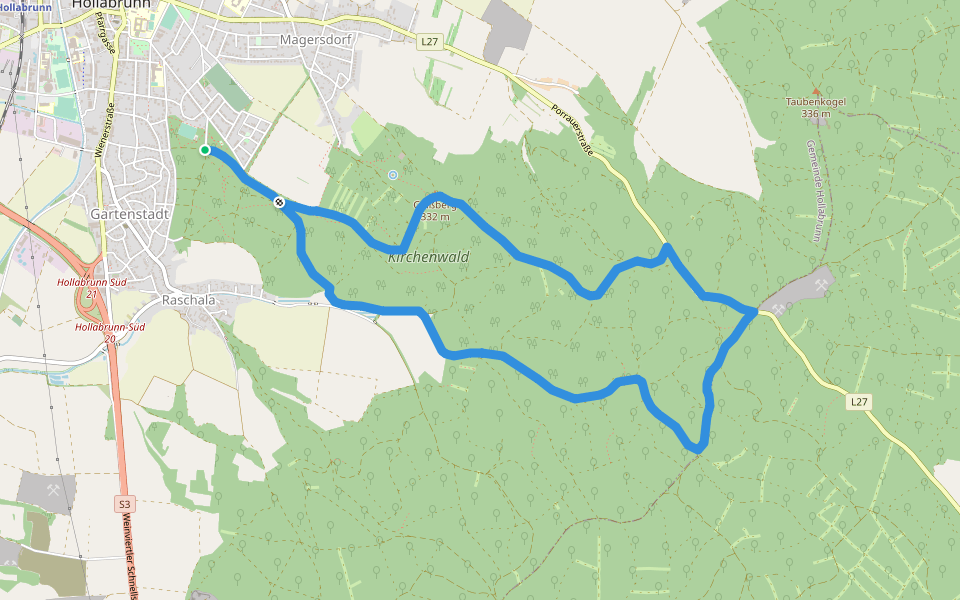 Antonihüttenweg walking route map in Hollabrunn