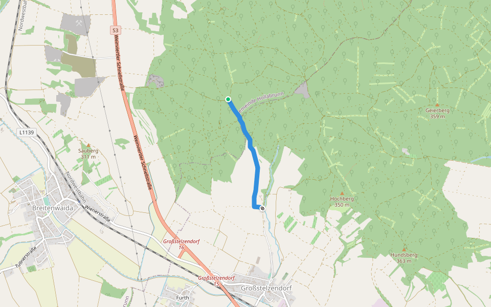 Bildeichenweg walking route map in Hollabrunn