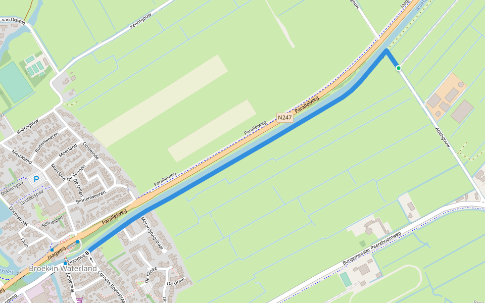 wandelroute 'trambaanroute' vanuit Broek in Waterland walking route map in Broek in Waterland