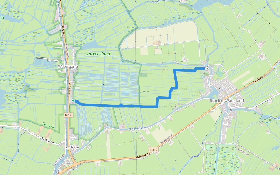 Laarzenpadroute walking route map in Watergang