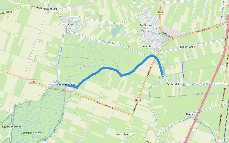 Hogedijkroute walking route map in Oudendijk