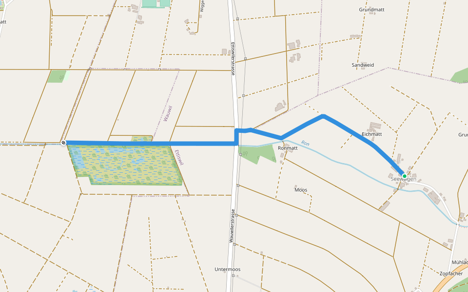 Seewagen - Wauwilermoos walking route map in Ettiswil