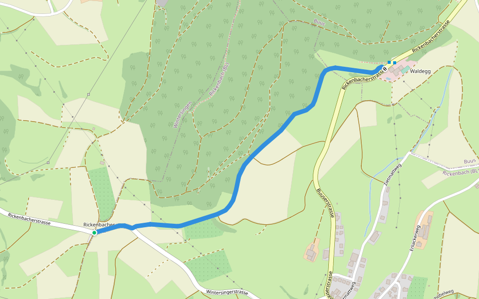 Rickenbacher-Höchi - Waldegg walking route map in Wintersingen