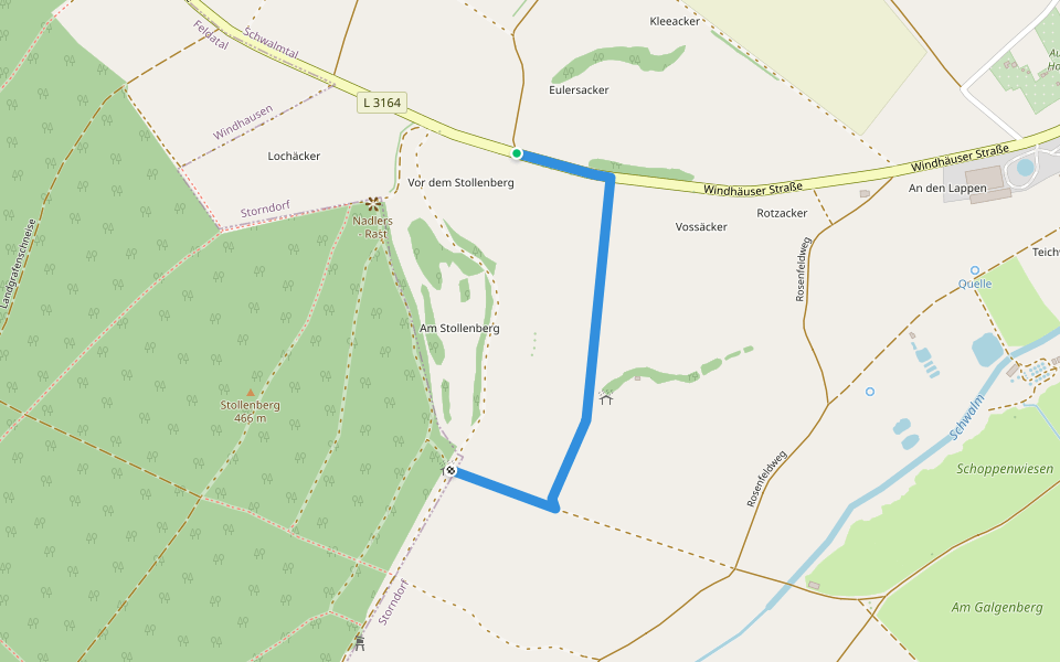 Panoramaweg Alternative 1 walking route map in Schwalmtal