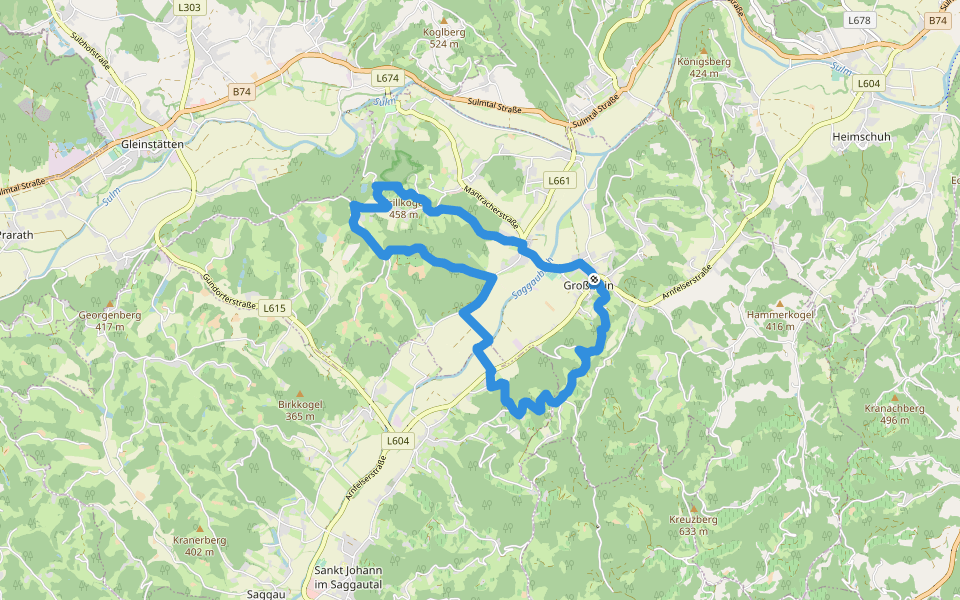 Fürstengräberweg walking route map in Großklein