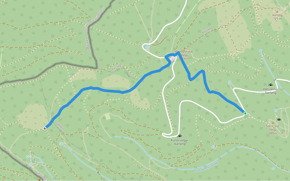K+ walking route map in Velem