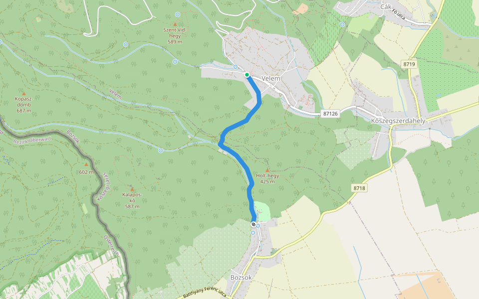 K+ walking route map in Velem