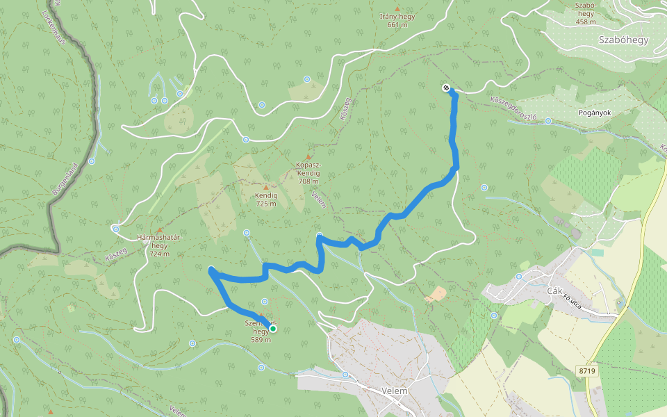 P● walking route map in Velem