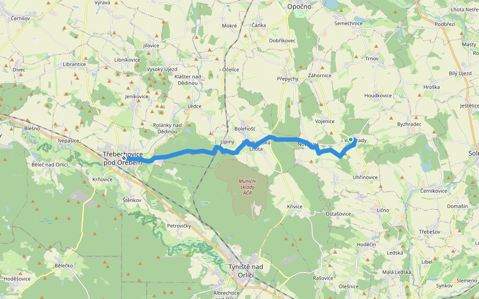 [M] Třebechovice - Voděrady walking route map in Voděrady