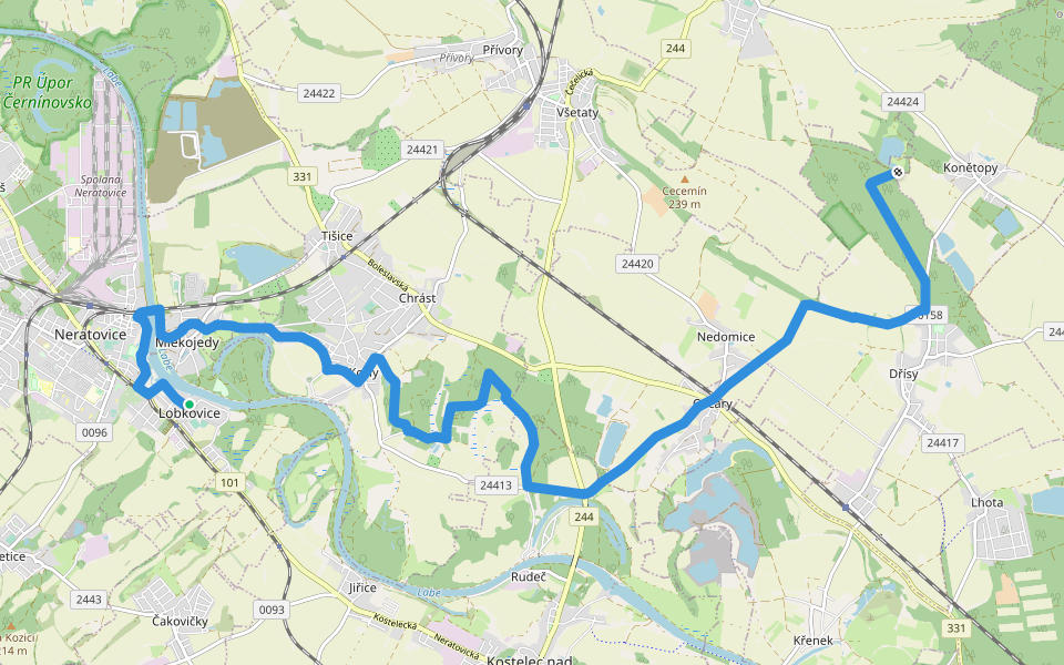 [M] Lobkovice - U Pískovny walking route map in Neratovice