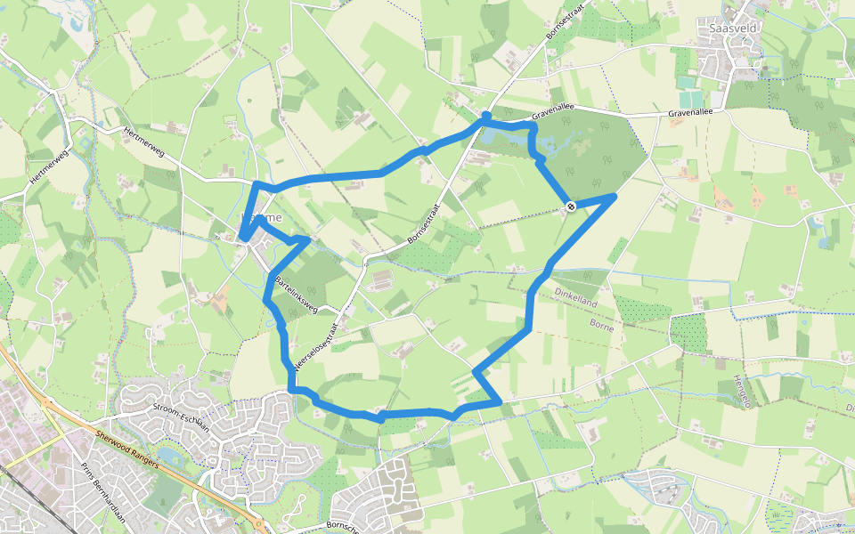 WNW Twente - Hertme/Molenven/Spanjaardsgemaal - paarse route walking route map in Saasveld