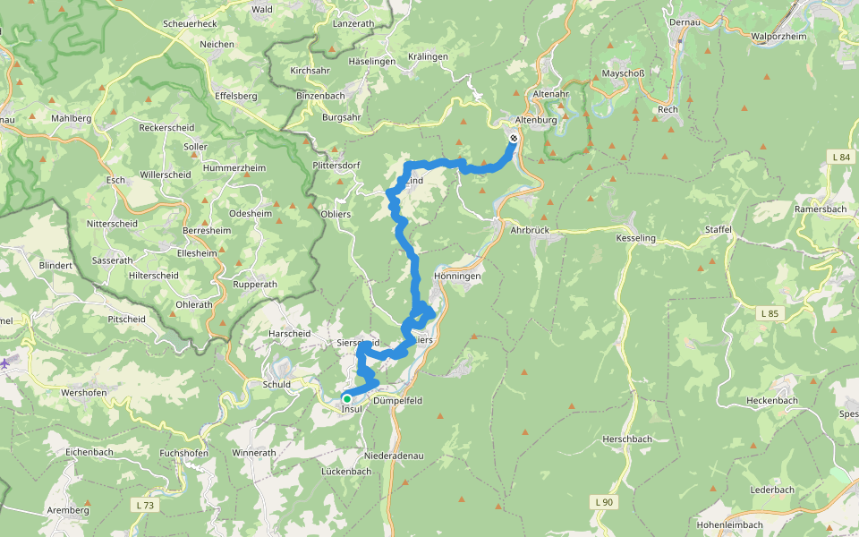 Ahrsteig Etappe 4: Insul - Kreuzberg walking route map in Insul