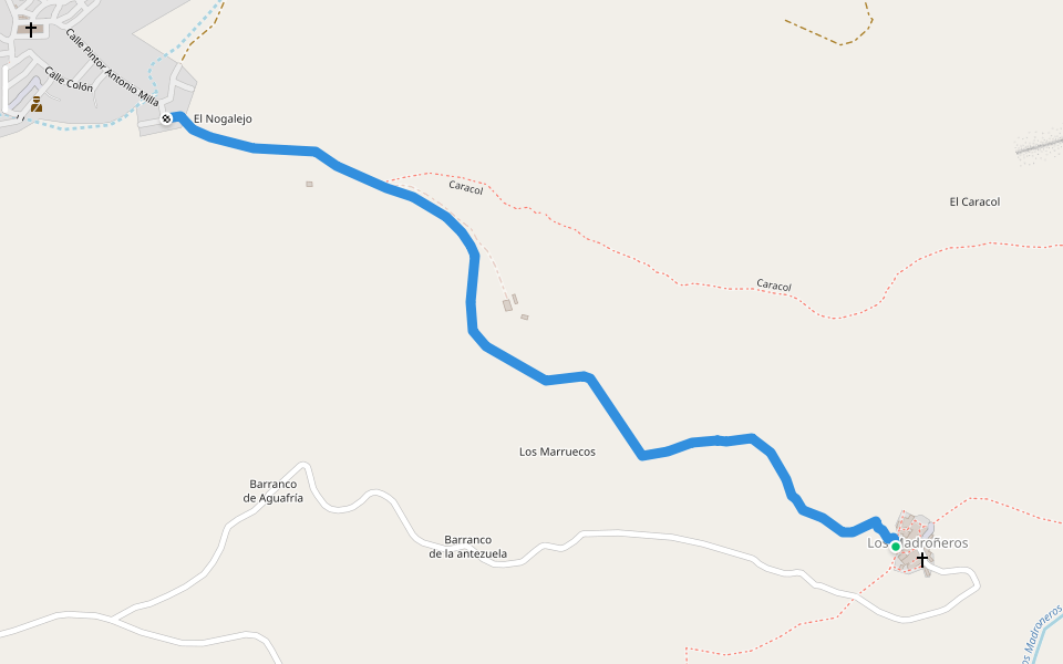 LOS MADROÑEROS walking route map in Los Madroñeros