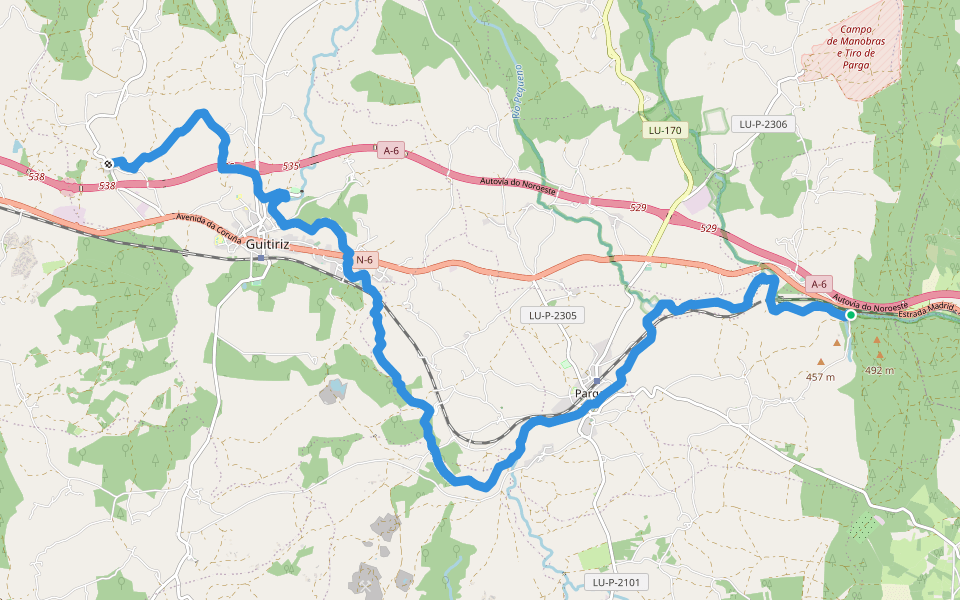 Ruta da agua de Guitiriz walking route map in Guitiriz