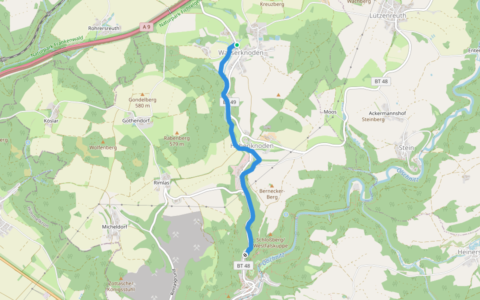 Bad Berneck - Knodentalweg walking route map in Bad Berneck im Fichtelgebirge