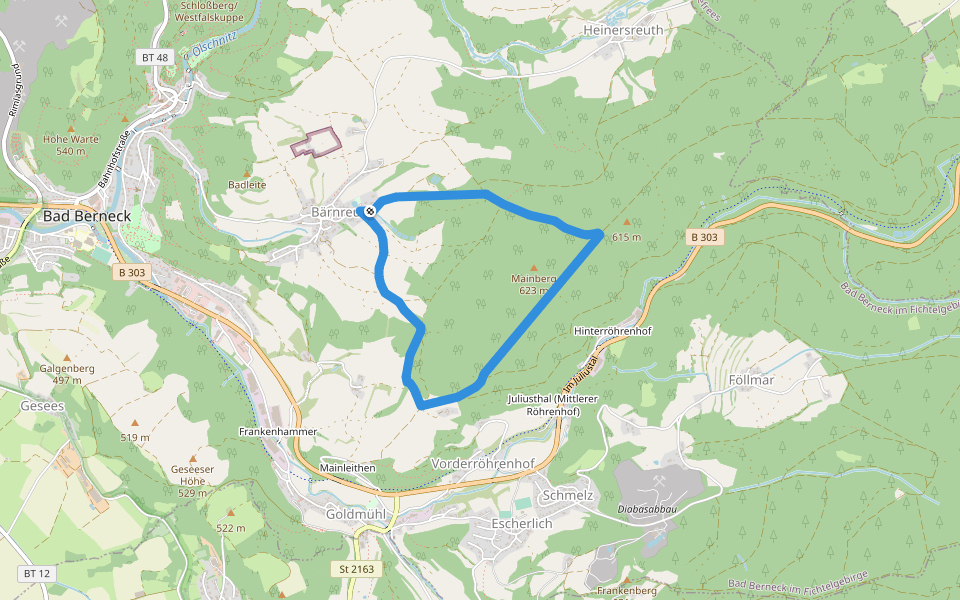 Rundwanderweg Bärnreuth walking route map in Bad Berneck im Fichtelgebirge