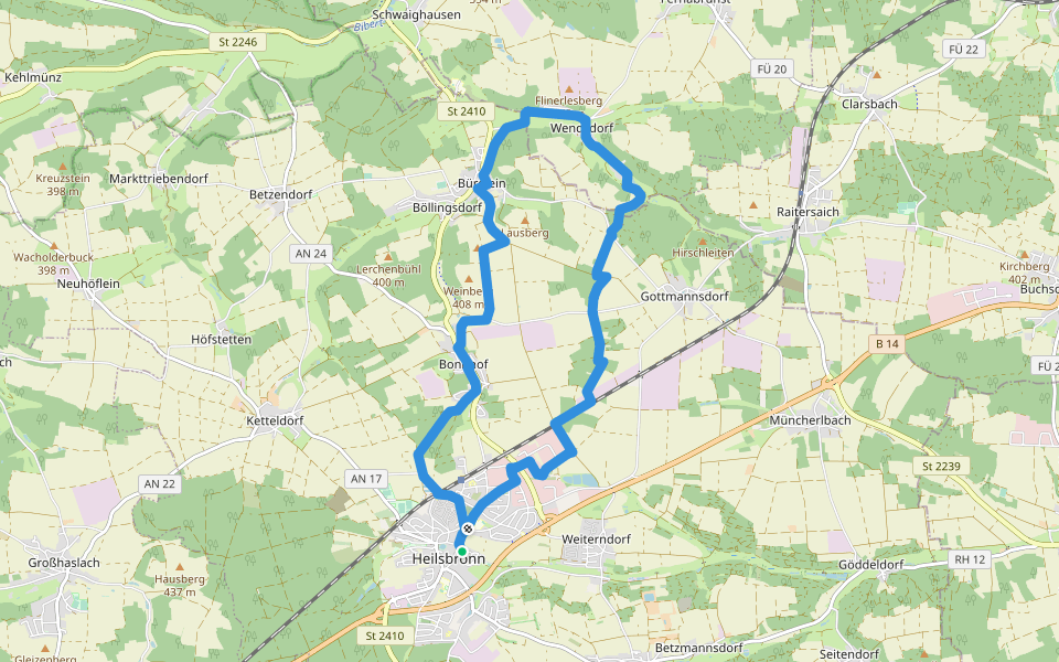 Heilsbronner Rundweg 4 walking route map in Heilsbronn