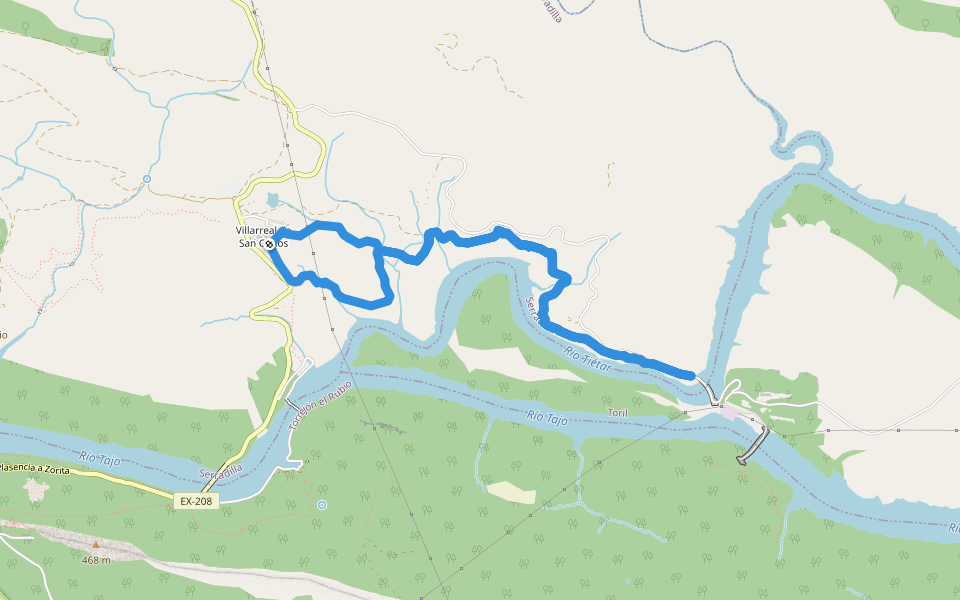 Ruta de Mirador de la Tajadilla walking route map in Serradilla