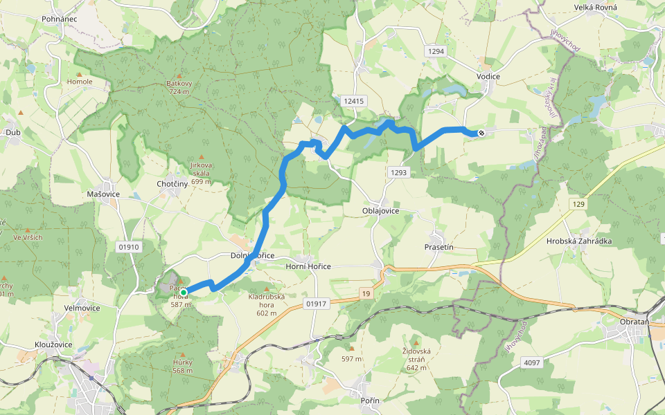[Z] Chýnovská jeskyně - Malešín walking route map in Dolní Hořice