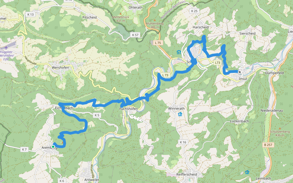 Ahrsteig Etappe 3: Aremberg - Insul walking route map in Aremberg