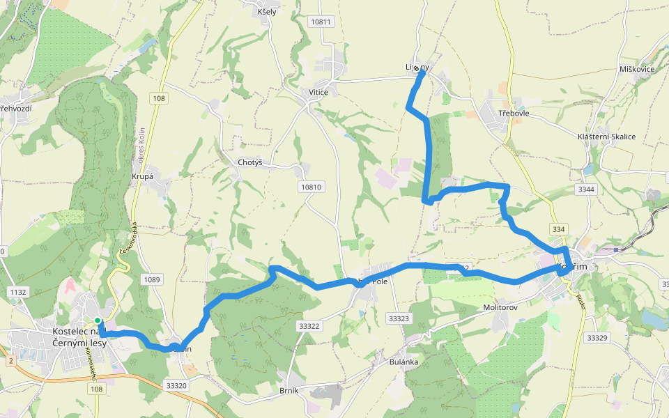 [Č] Lipany - Na Šembeře walking route map in Kostelec nad Černými lesy
